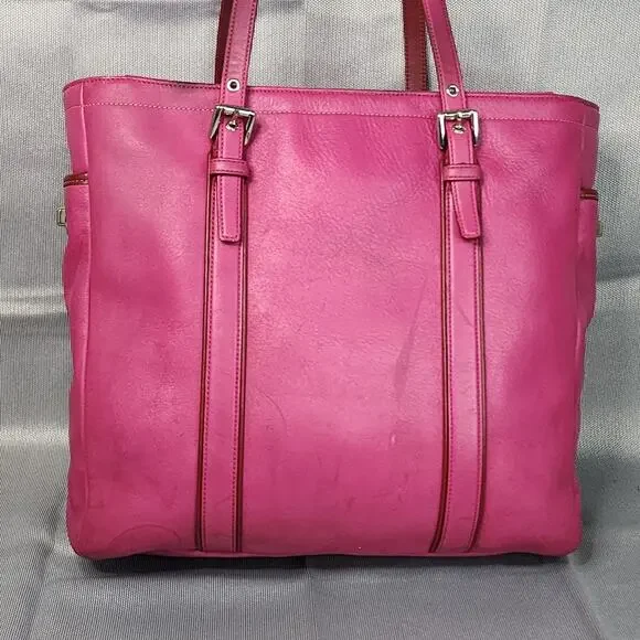 Vintage Coach Tote Bag Pink Leather D05Q-5182 Double Strap Shoulder Bag Rare - Picture 14 of 16